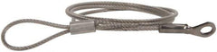 Made in USA - 12" Long, Stainless Steel Cable Loop & Eye End, Quick Release Pin Lanyard - 3/64" Cable Diam, 3/16" Hole Diam, Nylon Cable - Exact Tool & Supply