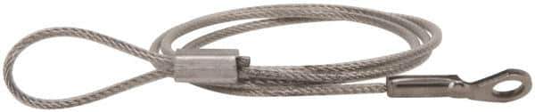 Made in USA - 18" Long, Stainless Steel Cable Loop & Eye End, Quick Release Pin Lanyard - 3/64" Cable Diam, 3/16" Hole Diam, Nylon Cable - Exact Tool & Supply