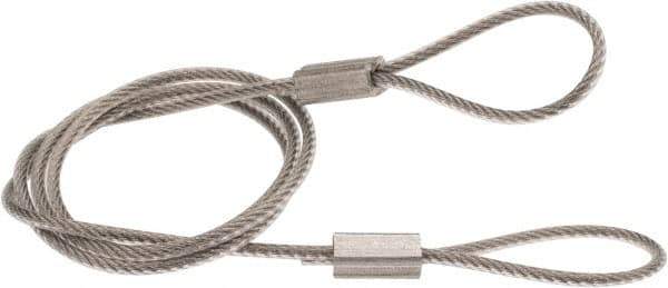 Made in USA - 18" Long, Stainless Steel Cable Loop & Loop End, Quick Release Pin Lanyard - 3/64" Cable Diam, Nylon Cable - Exact Tool & Supply