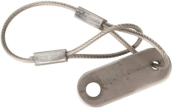 Made in USA - 6" Long, Stainless Steel Cable Loop & Tab with Hole End, Quick Release Pin Lanyard - 3/64" Cable Diam, 13/64" Hole Diam, Nylon Cable - Exact Tool & Supply