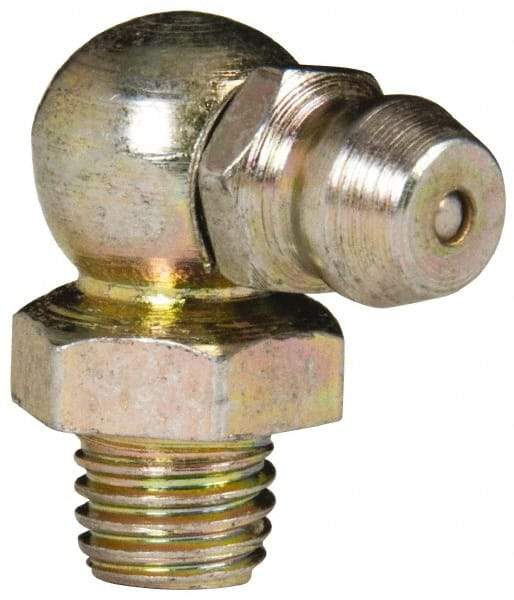 Value Collection - 90° Head Angle, 1/4-28 Steel Standard Grease Fitting - 9.53mm Hex - Exact Tool & Supply
