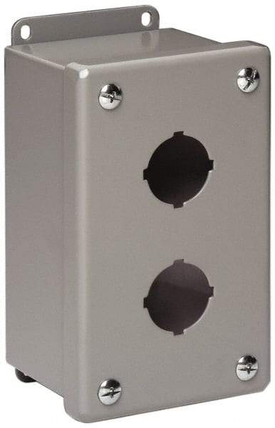 Cooper B-Line - 3 Hole, 1.203 Inch Hole Diameter, Stainless Steel Pushbutton Switch Enclosure - 8 Inch High x 3-1/4 Inch Wide x 2-3/4 Inch Deep, 12, 13 NEMA Rated - Exact Tool & Supply