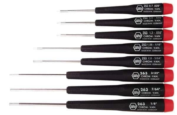 Wiha - 8 Piece Hex Key Set - Hex Range 0.028 to 1/8" - Exact Tool & Supply