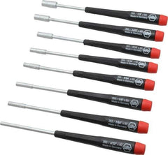 Wiha - 8 Piece 3/32 to 1/4" Electronic Nutdriver Set - Standard Shaft, Ergonomic Handle - Exact Tool & Supply