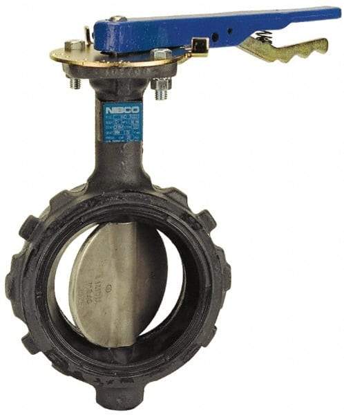 NIBCO - 2-1/2" Pipe, Wafer Butterfly Valve - Lever Handle, Ductile Iron Body, EPDM Seat, 250 WOG, Stainless Steel (CF8M) Disc, Stainless Steel Stem - Exact Tool & Supply