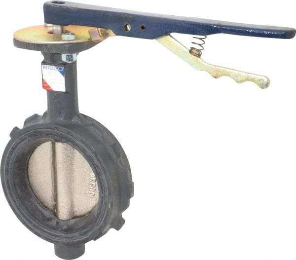 NIBCO - 4" Pipe, Wafer Butterfly Valve - Lever Handle, Ductile Iron Body, Buna-N Seat, 250 WOG, Ductile Iron Disc, Stainless Steel Stem - Exact Tool & Supply