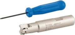 Iscar - 5/8" Cut Diam, 0.303" Max Depth of Cut, 5/8" Shank Diam, 3-1/4" OAL, Indexable Square Shoulder End Mill - HP AN.. 0702.. Inserts, Weldon Shank, 90° Lead Angle, Series Heliplus - Exact Tool & Supply