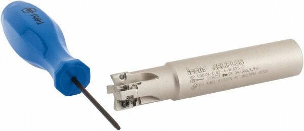 Iscar - 5/8" Cut Diam, 0.303" Max Depth of Cut, 5/8" Shank Diam, 3-1/4" OAL, Indexable Square Shoulder End Mill - HP AN.. 0702.. Inserts, Weldon Shank, 90° Lead Angle, Series Heliplus - Exact Tool & Supply