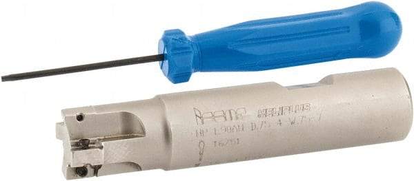 Iscar - 3/4" Cut Diam, 0.303" Max Depth of Cut, 3/4" Shank Diam, 3-1/2" OAL, Indexable Square Shoulder End Mill - HP AN.. 0702.. Inserts, Weldon Shank, 90° Lead Angle, Series Heliplus - Exact Tool & Supply