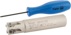 Iscar - 3/4" Cut Diam, 0.303" Max Depth of Cut, 3/4" Shank Diam, 3-1/2" OAL, Indexable Square Shoulder End Mill - HP AN.. 0702.. Inserts, Weldon Shank, 90° Lead Angle, Series Heliplus - Exact Tool & Supply