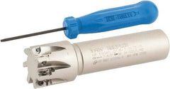 Iscar - 1" Cut Diam, 0.303" Max Depth of Cut, 3/4" Shank Diam, 3-1/2" OAL, Indexable Square Shoulder End Mill - HP AN.. 0702.. Inserts, Weldon Shank, 90° Lead Angle, Series Heliplus - Exact Tool & Supply