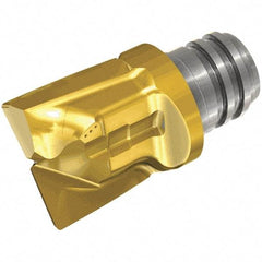 Iscar - MM HC Grade IC908 Carbide T-Slot Milling Tip Insert - TiAlN Finish, 2 Flutes, 0.63" Cutting Diam, 0.591" Depth of Cut, 3/4" Extension, 0.031" Cnr Rad, 10° Helix - Exact Tool & Supply