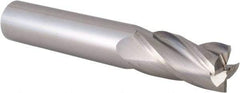 Made in USA - 1/2", 1" LOC, 1/2" Shank Diam, 3" OAL, 4 Flute, Solid Carbide Square End Mill - Single End, Uncoated, Spiral Flute, 30° Helix, Right Hand Cut, Right Hand Flute - Exact Tool & Supply