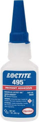 Loctite - 1 oz Bottle Clear Instant Adhesive - Series 495, 20 sec Fixture Time, 24 hr Full Cure Time, Bonds to Metal, Plastic & Rubber - Exact Tool & Supply