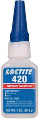 Loctite - 1 oz Bottle Clear Instant Adhesive - Series 420, 20 sec Fixture Time, 24 hr Full Cure Time, Bonds to Metal, Plastic & Rubber - Exact Tool & Supply
