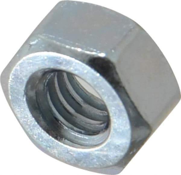 Value Collection - 1/4-20 UNC Steel Right Hand Hex Nut - 7/16" Across Flats, 7/32" High, Zinc-Plated Finish - Exact Tool & Supply