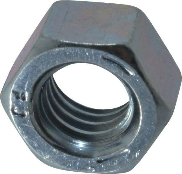Value Collection - 3/8-16 UNC Steel Right Hand Hex Nut - 9/16" Across Flats, 21/64" High, Zinc-Plated Finish - Exact Tool & Supply