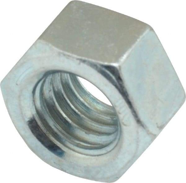 Value Collection - 1/2-13 UNC Steel Right Hand Hex Nut - 3/4" Across Flats, 7/16" High, Zinc-Plated Finish - Exact Tool & Supply