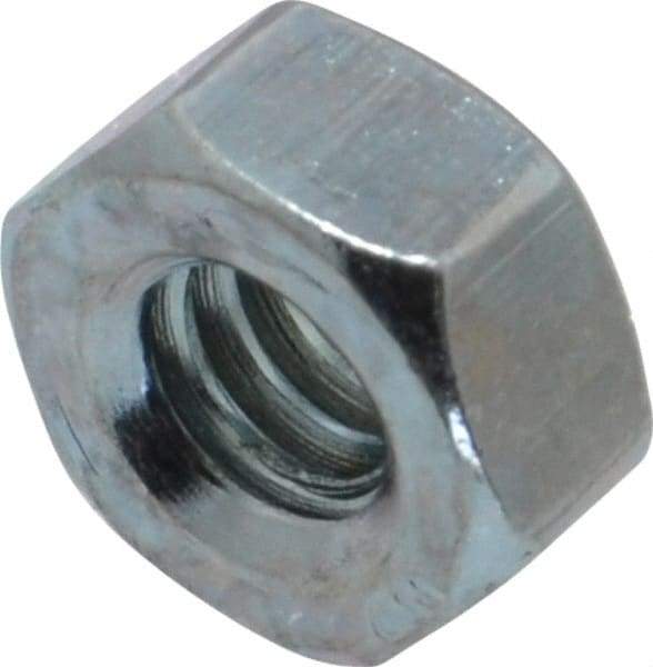 Value Collection - 1/4-20 UNC Steel Right Hand Hex Nut - 7/16" Across Flats, 7/32" High, Zinc-Plated Finish - Exact Tool & Supply