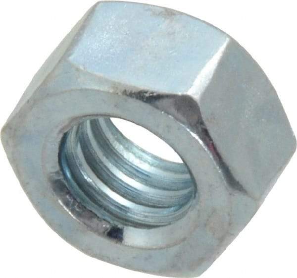 Value Collection - 5/16-18 UNC Steel Right Hand Hex Nut - 1/2" Across Flats, 17/64" High, Zinc-Plated Finish - Exact Tool & Supply