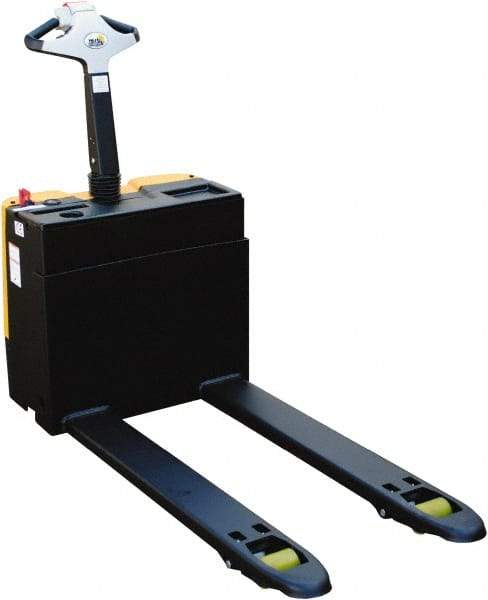 Vestil - 3,000 Lb Capacity, 7-51/64" Lift Electric Pallet Truck - 3.1" Min Lift Height, 47" Fork Length x 25" Fork Width, 28-1/2" Overall Width - Exact Tool & Supply