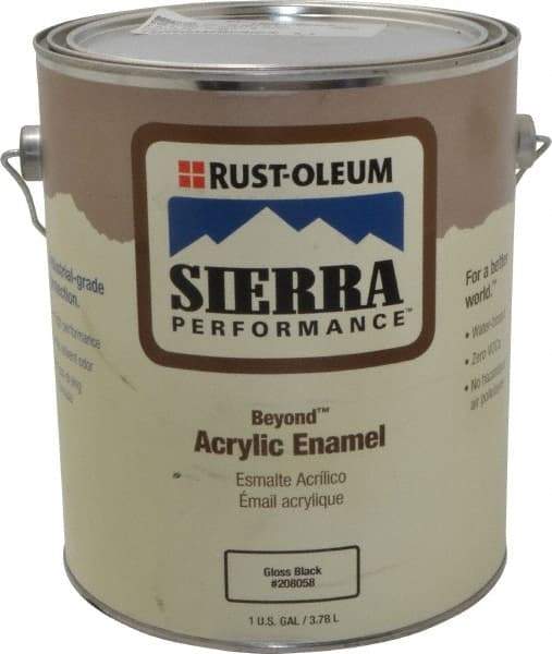 Rust-Oleum - 1 Gal Black Gloss Finish Acrylic Enamel Paint - Interior/Exterior, <0 gL VOC Compliance - Exact Tool & Supply