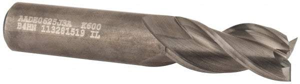 Kennametal - 5/8", 1-1/4" LOC, 5/8" Shank Diam, 3-1/2" OAL, 3 Flute, Solid Carbide Square End Mill - Single End, Uncoated, Spiral Flute, 37° Helix, Centercutting, Right Hand Cut, Right Hand Flute, Series AADE - Exact Tool & Supply