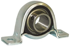 Browning - 3/4" ID, 4-1/4" OAL x 2-13/64" OAH Set Screw Locking Pillow Block - 1,444 Lb Static Cap, 2,611 Lb Dyn Cap, 3-3/8" Btw Mnt Hole Ctrs, 1-1/8" Base-to-Ctr Ht, Stamped Steel - Exact Tool & Supply