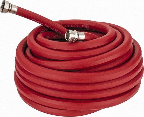 Parker - 50' Long, 3/4" Male x Female GHT, -40 to 200°F, Rubber High Temp & High Pressure Hose - 5/8" ID, Red, 125 psi - Exact Tool & Supply