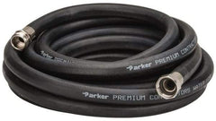 Parker - 25' Long Water Hose - 5/8" Diam, 3/4" GHT, Rubber, 125 psi, Black - Exact Tool & Supply