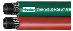Parker - 3/8" Inside x 0.656" Outside Diam, Grade T Welding Hose - Green & Red, 100' Long, Twin Style, 200 psi Working Pressure - Exact Tool & Supply