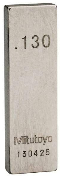 Mitutoyo - 0.13" Rectangular Steel Gage Block - Accuracy Grade AS-1, Includes Certificate of Inspection - Exact Tool & Supply