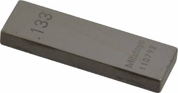 Mitutoyo - 0.133" Rectangular Steel Gage Block - Accuracy Grade AS-1, Includes Certificate of Inspection - Exact Tool & Supply