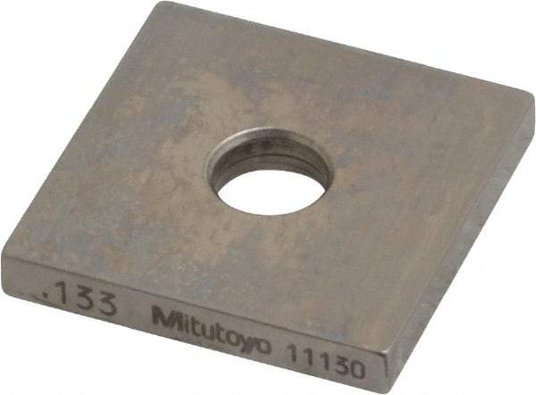 Mitutoyo - 0.133" Square Steel Gage Block - Accuracy Grade 0, Includes Certificate of Inspection - Exact Tool & Supply