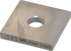 Mitutoyo - 0.145" Square Steel Gage Block - Accuracy Grade 0, Includes Certificate of Inspection - Exact Tool & Supply