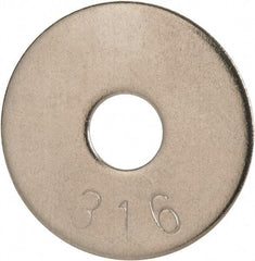 Value Collection - 1/4" Screw, Grade 316 Stainless Steel Fender Flat Washer - 1/4" ID x 1" OD, 0.06" Thick, Plain Finish - Exact Tool & Supply