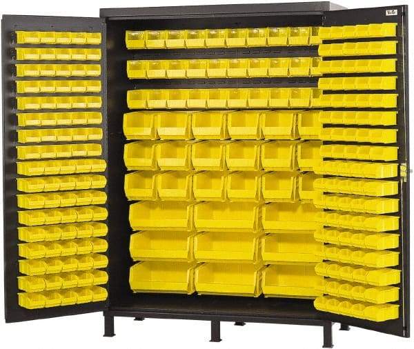 Valley Craft - 227 Bin Storage Cabinet - Steel, 60" Wide x 24" Deep x 84" High, Gray - Exact Tool & Supply