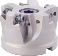 Iscar - 5 Inserts, 1.87" Cutter Diam, 0.08" Max Depth of Cut, Indexable High-Feed Face Mill - 1" Arbor Hole Diam, 1-3/4" High, FF FWX-08 Toolholder, H600 WXCU 08 Inserts, Series FF FWX - Exact Tool & Supply
