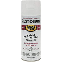 Rust-Oleum - White, Gloss, Enamel Spray Paint - 10 to 12 Sq Ft per Can, 12 oz Container, Use on Metal - Exact Tool & Supply