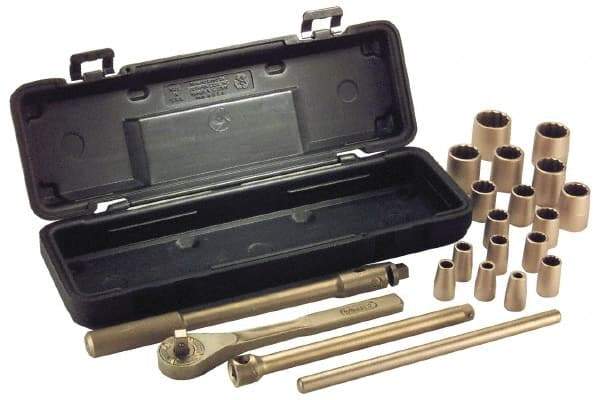Ampco - 26 Piece 1/2" Drive Socket Set - 6 Points, 10mm to 32mm Range, Metric Measurement Standard - Exact Tool & Supply