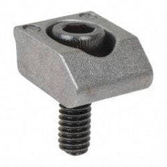 Mitee-Bite - 8-32 Screw Thread, 1/2" Wide x 0.1" High, Smooth Steel Standard Style Screw Mount Toe Clamp - 1,500 Lb Holding Force, 44" Lb Torque, 3.7 Lb Ft Torque, 25/64" Long Extension, 0.016" Throw, 8 Clamps in Package - Exact Tool & Supply