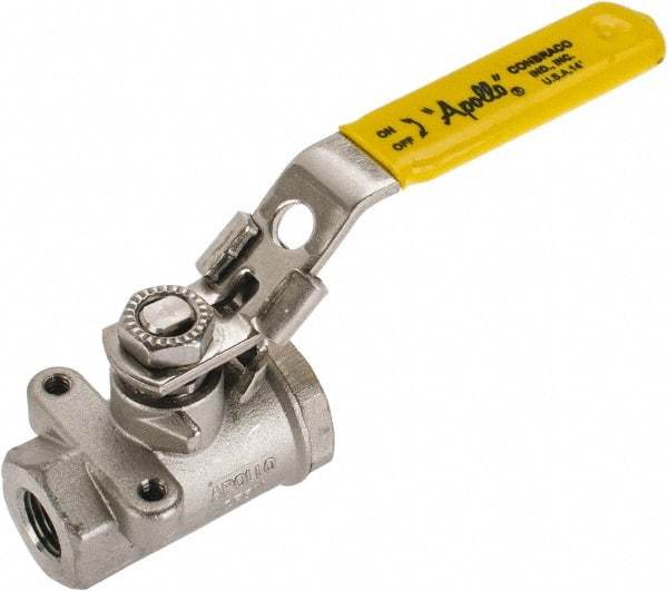Apollo - 1/4" Pipe, Standard Port, Stainless Steel Standard Ball Valve - 2 Piece, NPT Ends, Locking Lever Handle, 600 WOG, 150 WSP - Exact Tool & Supply