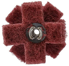Standard Abrasives - 1-1/2" Diam Medium Density Cross Buff - 3 Plys, 8-32 Thread, Very Fine Grade, 20,000 Max RPM - Exact Tool & Supply