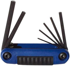 Eklind - 7 Piece Fold-Up Hex Key Set - Hex Range 2 to 8mm, Chrome Alloy Steel - Exact Tool & Supply