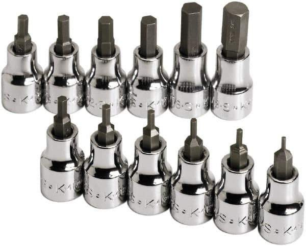 SK - 12 Piece 3/8" Drive Inch Hex Bit Socket Set - 1/16 to 3/8" Hex - Exact Tool & Supply