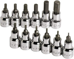 SK - 12 Piece 3/8" Drive Inch Hex Bit Socket Set - 1/16 to 3/8" Hex - Exact Tool & Supply