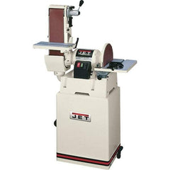 Jet - 48 Inch Long x 6 Inch Wide Belt, 12 Inch Diameter, Horizontal and Vertical Combination Sanding Machine - 2,500 Ft./min Belt Speed, 1-1/2 HP, Single Phase - Exact Tool & Supply