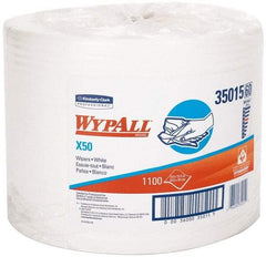 WypAll - X50 Dry Shop Towel/Industrial Wipes - Jumbo Roll, 13-3/8" x 9-3/4" Sheet Size, White - Exact Tool & Supply