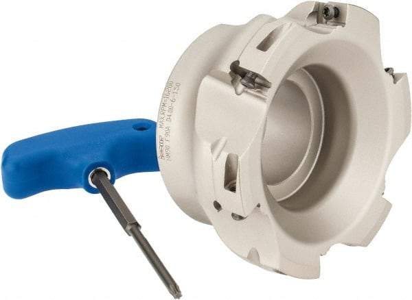 Iscar - 6 Inserts, 4" Cut Diam, 1-1/2" Arbor Diam, 0.56" Max Depth of Cut, Indexable Square-Shoulder Face Mill - 0/90° Lead Angle, 2" High, AD..1505.. & HM90 AD..1505.. Insert Compatibility, Series HM90 - Exact Tool & Supply