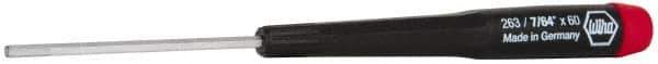 Wiha - 7/64" Precision Miniature Hex Driver - 2-23/64" Bade Length, Tapered Handle, 6-3/4" OAL - Exact Tool & Supply
